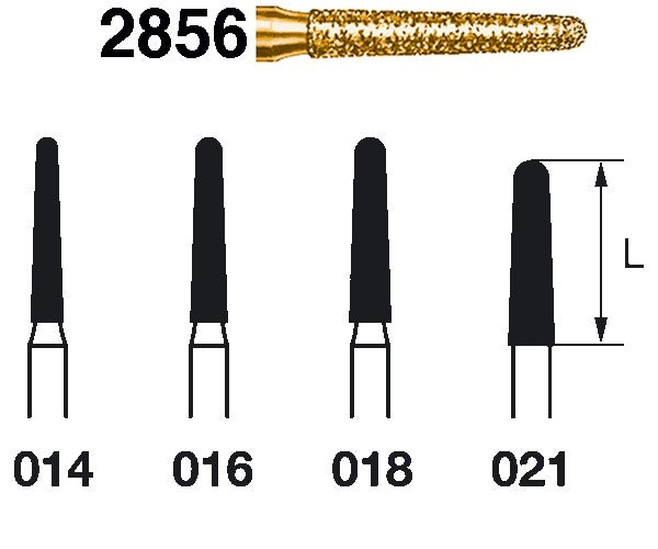 2856.314.014  KOMET FRESA DIAMANTE CONICA REDONDEADA TURBINA ø 014 GRANO EXTRA GRUESO 5 ud.
