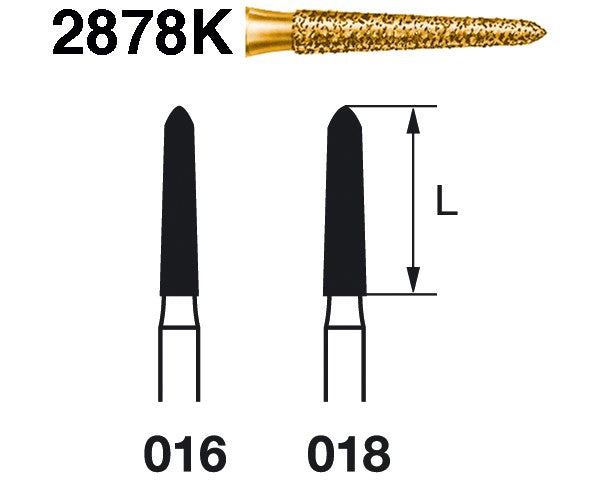 2878K.314.018 KOMET MADUIXA DIAMANT TORPEDO CONICA TURBINA ø 018 GRA EXTRA GRUIXUT 5 u.