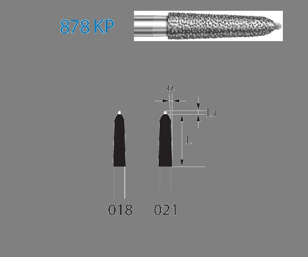 878KP.314.021 KOMET MADUIXA DIAMANT CONICA ARRODONIDA TURBINA ø 021 GRA ESTANDAR 5 u.