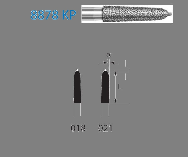 8878KP.314.021 KOMET MADUIXA DIAMANT TORPEDO CONICO PUNTA GUIA TURBINA ø 021 GRA FINO 5 u.