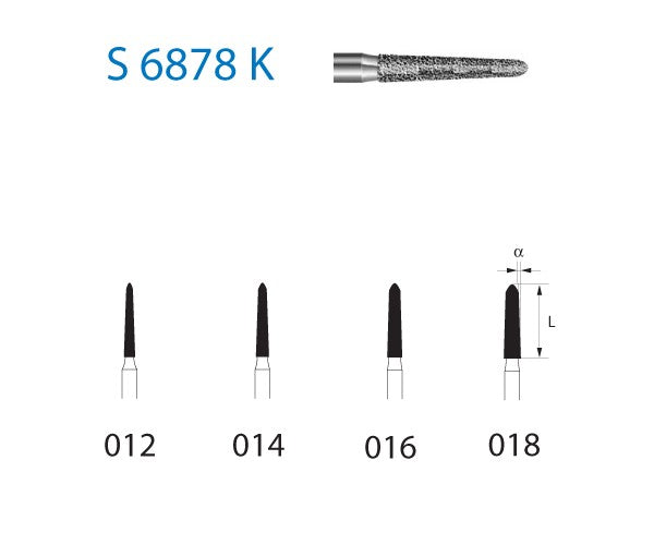 S6878K.314.018 KOMET CONICAL TORPEDO DIAMOND TURBINE CUTTER ø 018 COARSE GRAIN S 5 units