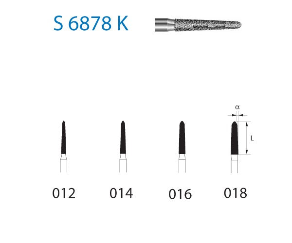 S6878K.314.012 KOMET CONICAL TORPEDO DIAMOND TURBINE CUTTER ø 012 COARSE GRAIN S 5 units