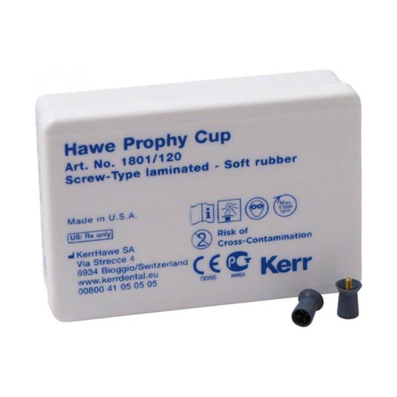 PROPHY KERR CUPS, threaded, hard dark grey rubber, 30 units