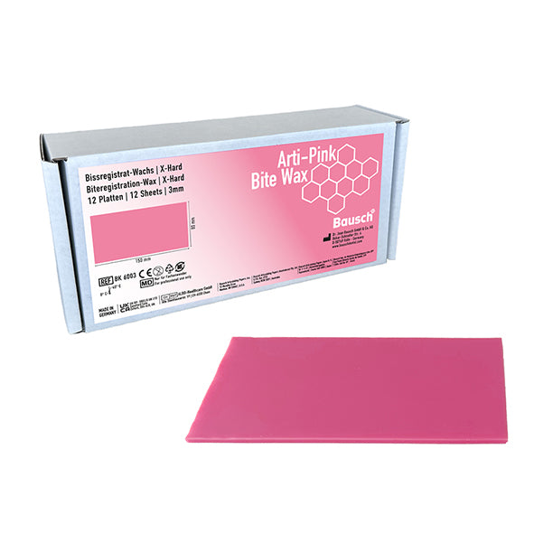 ARTI-PINK BAUSCH rectangular bite wax 80 x 150mm 12 units