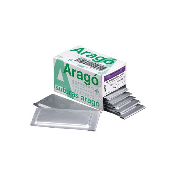 SUTURA ARAGO TB15 3/0 PGA90 3/8 circulo tri. (19mm) 12 ud