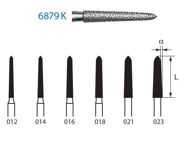 6879K.314.021 KOMET CONICAL TORPEDO DIAMOND TURBINE CUTTER ø 021 COARSE GRAIN 5 units