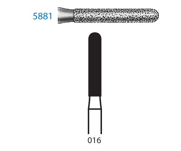 5881.314.016  KOMET FRESA DIAMANTE CILINDRICA REDONDEADA TURBINA ø 016 GRANO SUPER GRUESO 5 ud.