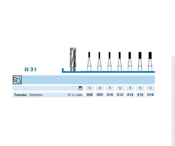 H31.104.012 KOMET MADUIXA C. TUNGSTÈ CILÍNDRICA PEÇA DE MÀ ø 012 - 5uds