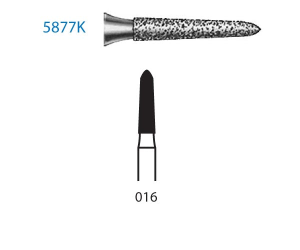 5877K.314.016  KOMET FRESA DIAMANTE TORPEDO CONICA TURBINA ø 016 GRANO SUPER GRUESO 5 ud.