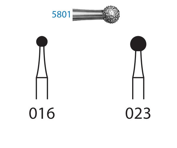 5801.314.023  KOMET FRESA DIAMANTE BOLA TURBINA ø 023 GRANO SUPER GRUESO 5 ud.