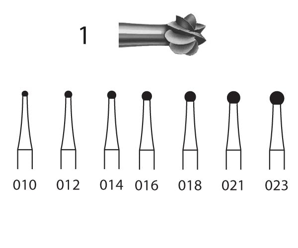 1.205.016  KOMET FRESA ACERO BOLA CONTRAANGULO LARGO ø 016  6 ud.
