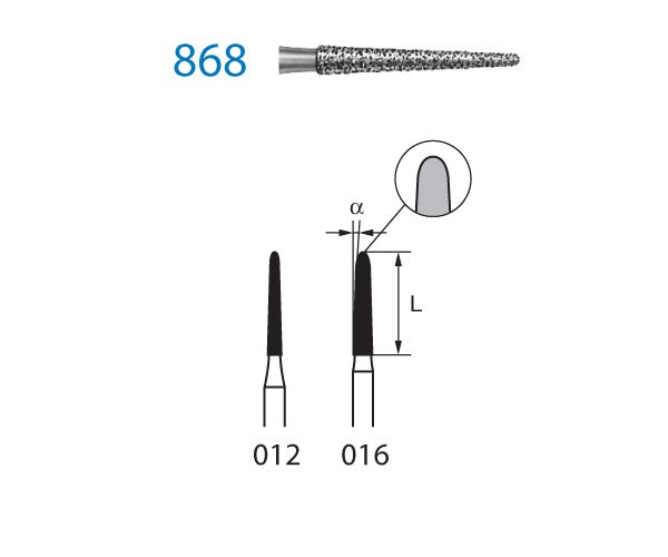 868.314.012 KOMET ROUNDED CONICAL DIAMOND TURBINE CUTTER ø 012 STANDARD GRAIN 5 units