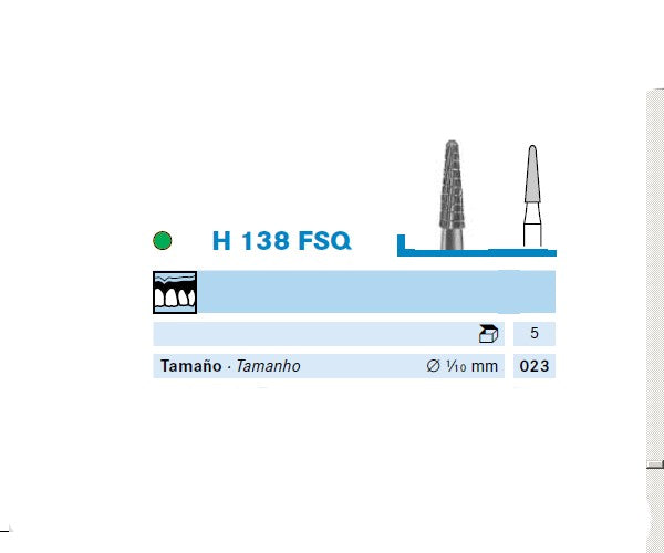 H138FSQ.104.023 KOMET FRESA C. TUNGSTENO CONICA REDONDEADA PIEZA DE MANO ø 023 - 1uds