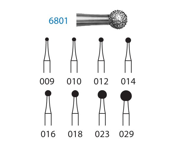 6801.314.012  KOMET FRESA DIAMANTE BOLA TURBINA ø 012 GRANO GRUESO 5 ud.