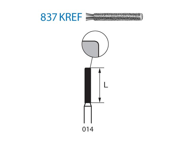 837KREF.314.014 KOMET MADUIXA DIAMANT CILÍNDRICA VORA ARRODONIDA TURBINA ø 014 GRA EXTRA FI 5 u.