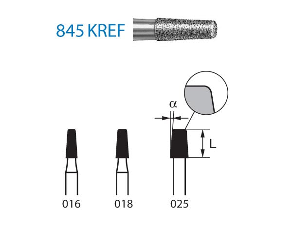 845KREF.314.025 KOMET MADUIXA DIAMANT CONICA VORA ARRODONIAT TURBINA ø 025 GRA EXTRA FINO 5 u.