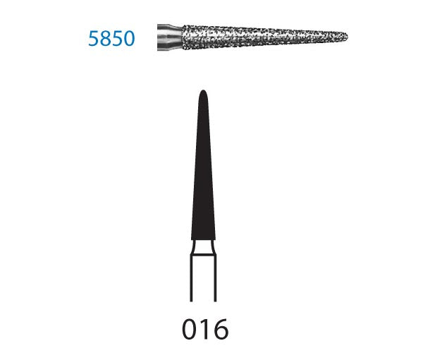 5850.314.016  KOMET FRESA DIAMANTE CONICA REDONDEADA TURBINA ø 016 GRANO SUPER GRUESO 5 ud.