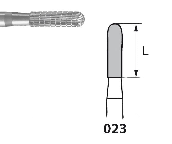 H129FSQ.104.023 KOMET FRESA C. TUNGSTENO CILINDRICA REDONDEADA PIEZA DE MANO ø 023 - 1uds