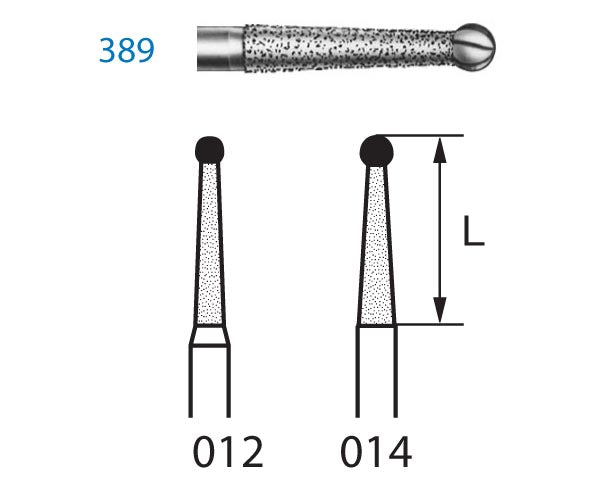 389.316.014  KOMET FRESA DIAMANTE CONICA REDONDEADA TURBINA XLARGO ø 014 GRANO ESTANDAR 5 ud.