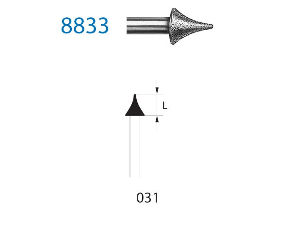 8833.314.031 KOMET DIAMOND CUTTER SPECIAL SHAPES TURBINE ø 031 FINE GRAIN 5 units