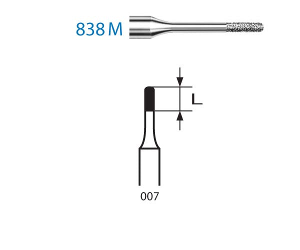 838M.314.007 KOMET MADUIXA DIAMANT CILÍNDRICA ARRODONIDA TURBINA ø 007 GRA ESTANDAR 5 u.