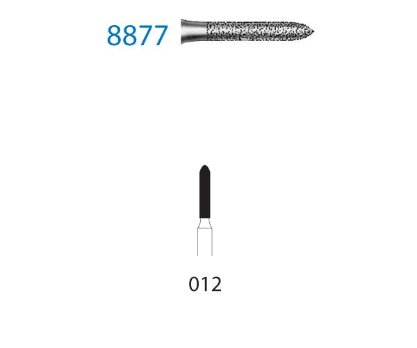 8877.313.012  KOMET FRESA DIAMANTE TORPEDO TURBINA CORTO ø 012 GRANO FINO 5 ud.