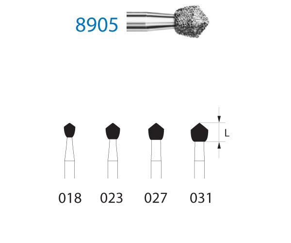 8905.313.023  KOMET FRESA DIAMANTE FORMAS ESPECIALES TURBINA CORTO ø 023 GRANO FINO 5 ud.