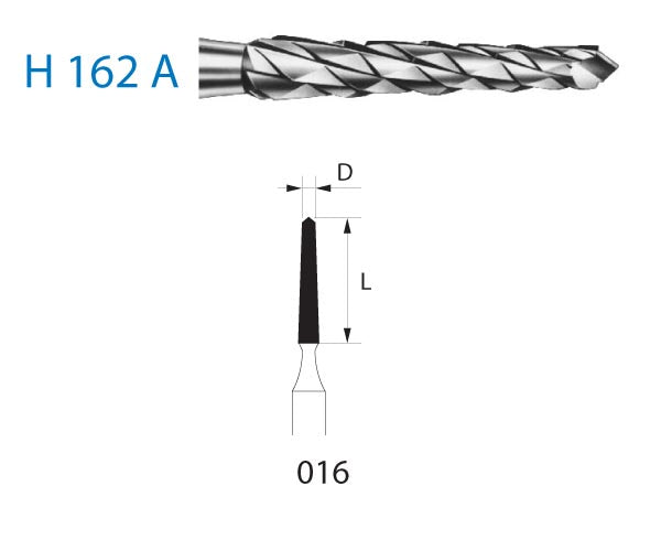 H162A.205.016 KOMET MADUIXA C. TUNGSTÉ CONICA CONTRAANGULE LLARG ø 016 1 ut.