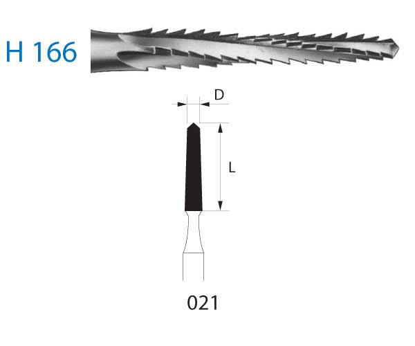 H166.205.021  KOMET FRESA C. TUNGSTENO CONICA CONTRAANGULO LARGO ø 021  1 ud.