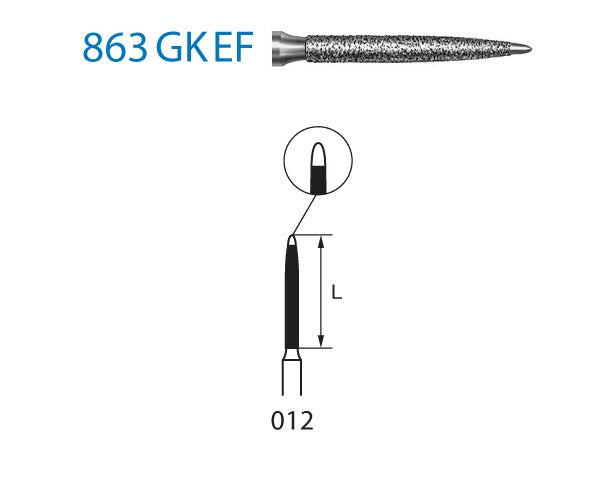 863GKEF.314.012  KOMET FRESA DIAMANTE LLAMA TURBINA ø 012 GRANO EXTRA FINO 5 ud.