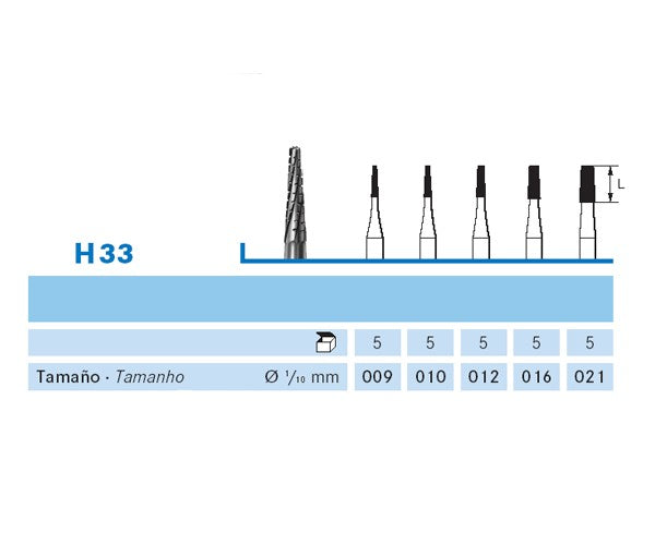 H33.104.010 KOMET TUNGSTEN CONICAL BURN HANDPIECE ø 010 - 5 units