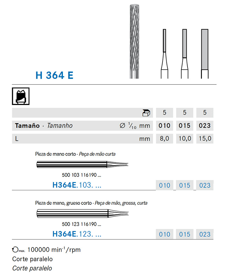 H364E.103.023 KOMET MADUIXA C. TUNGSTÈ CILÍNDRICA PEÇA DE MÀ CURT ø 023 - 1uds