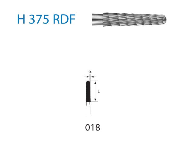 H375RDF.314.018  KOMET FRESA C. TUNGSTENO CONICA REDONDEADA TURBINA ø 018  5 ud.