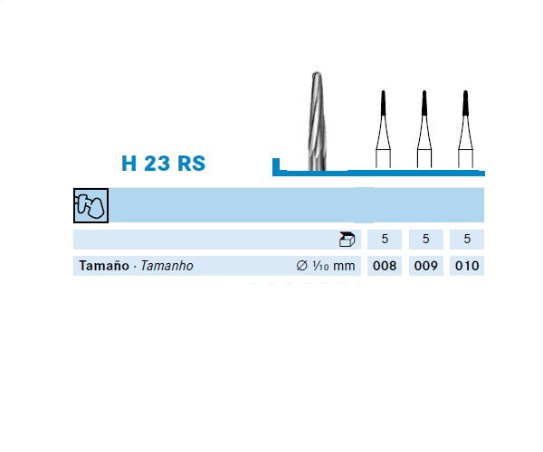 H23RS.104.009 KOMET FRESA C. TUNGSTENO CONICA REDONDEADA PIEZA DE MANO ø 009 - 5uds
