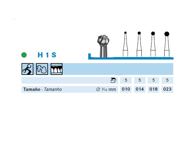 H1S.104.023 KOMET ROUND TUNGSTEN BIT FOR HANDPIECE ø 023 - 5 units