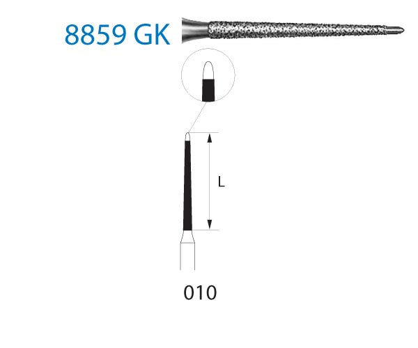 8859GK.314.010 KOMET DIAMOND CUTTER WITH TURBINE LANCE ø 010 FINE GRAIN 5 pc.