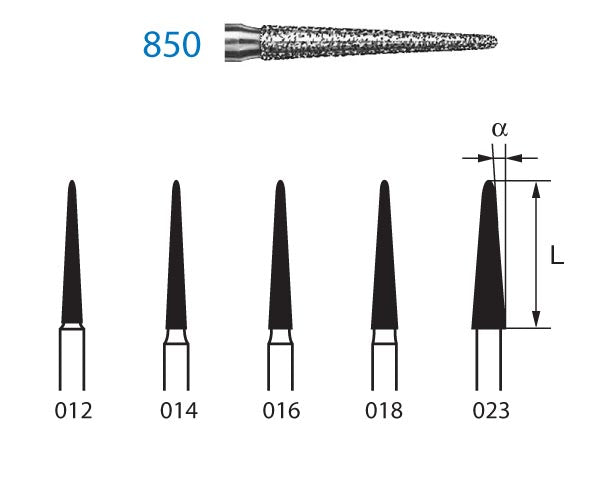 850.314.023 KOMET MADUIXA DIAMANT CONICA ARRODONIDA TURBINA ø 023 GRA ESTANDAR 5 u.