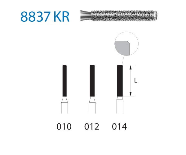 8837KR.314.014 KOMET DIAMOND CYLINDRICAL MILL ROUNDED EDGE TURBINE ø 014 FINE GRAIN 5 pcs.