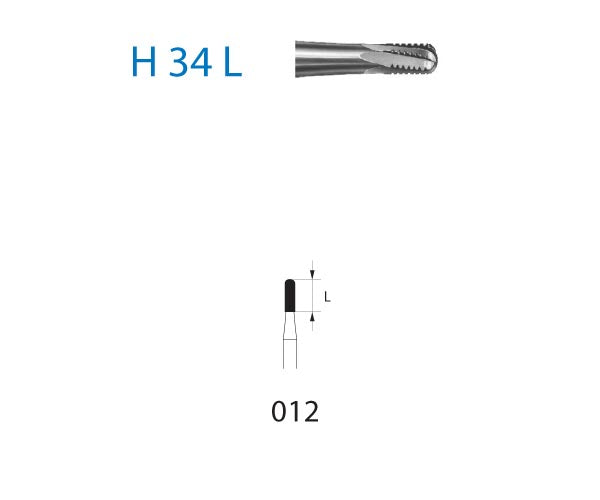 H34L.314.012  KOMET FRESA C. TUNGSTENO CILINDRICA REDONDEADA TURBINA ø 012  5 ud.