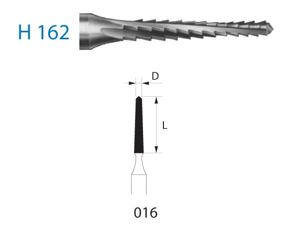 H162.205.016 KOMET LONG CONTRA-ANGLE CONICAL TUNGSTEN CUT BUR ø 016 1 pc.