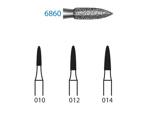 6860.314.012  KOMET FRESA DIAMANTE LLAMA TURBINA ø 012 GRANO GRUESO 5 ud.