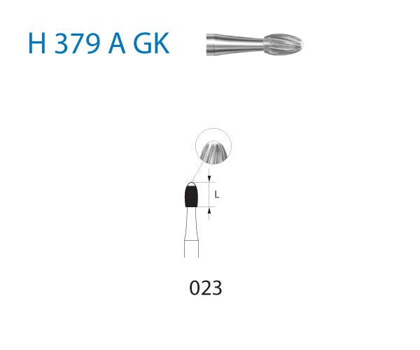 H379AGK.314.023  KOMET FRESA C. TUNGSTENO HUEVO TURBINA ø 023  5 ud.