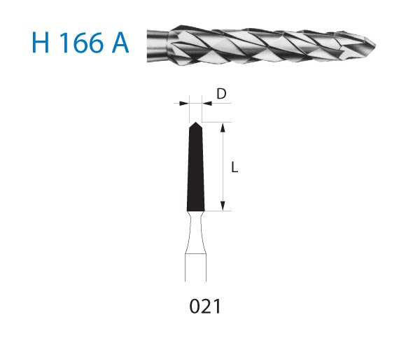 H166A.205.021 KOMET MADUIXA C. TUNGSTÉ CONICA CONTRAANGULE LLARG ø 021 1 ut.