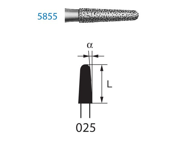 5855.314.025 KOMET MADUIXA DIAMANT CONICA ARRODONIDA TURBINA ø 025 GRA SUPER GRUIXUT 5 u.
