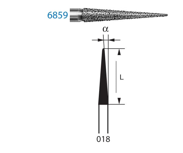6859.314.018  KOMET FRESA DIAMANTE LANZA TURBINA ø 018 GRANO GRUESO 5 ud.