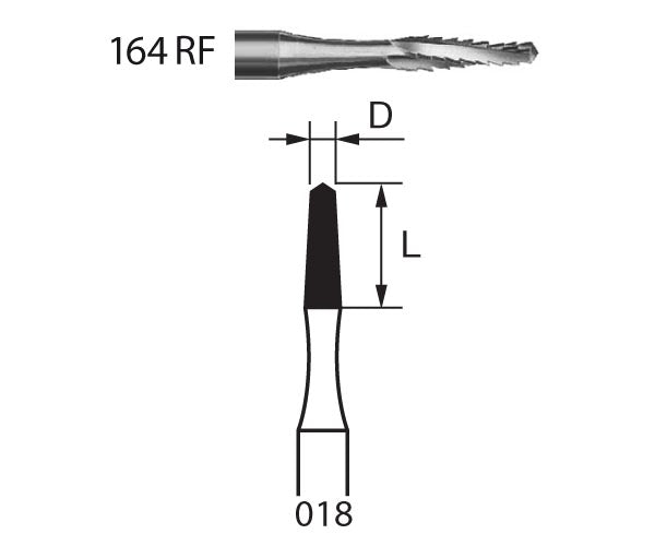 164RF.104.018  KOMET FRESA ACERO CONICA PIEZA DE MANO ø 018  6 ud.