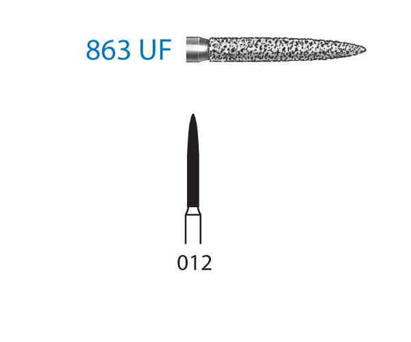 863UF.314.012  KOMET FRESA DIAMANTE LLAMA TURBINA ø 012 GRANO ULTRA FINO 5 ud.