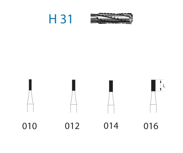 H31.204.012 KOMET C. TUNGSTEN CYLINDRICAL CONTRA-ANGLE CUTTER ø 012 5 pc.
