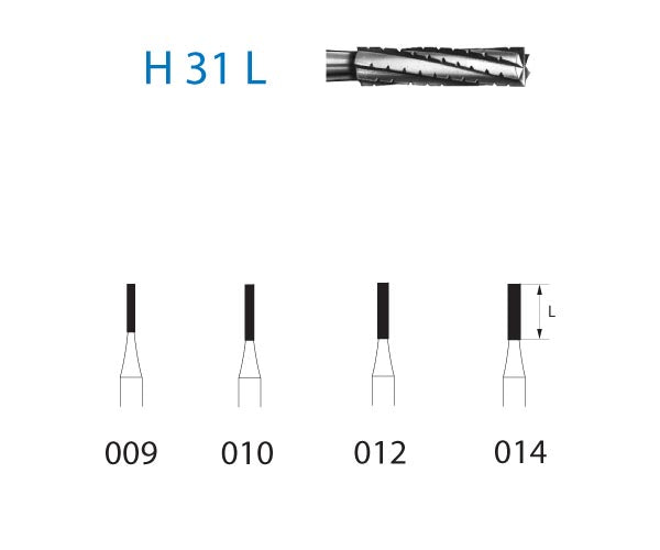 H31L.314.014  KOMET FRESA C. TUNGSTENO CILINDRICA LARGA TURBINA ø 014  5 ud.