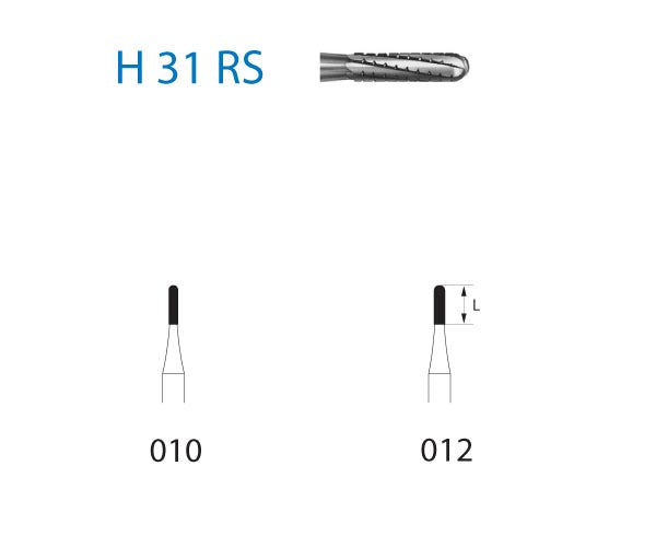 H31RS.314.010  KOMET FRESA C. TUNGSTENO CILINDRICA REDONDEADA TURBINA ø 010  5 ud.